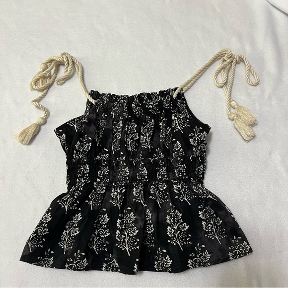 Anthropologie moon river floral shoulder rope tie smocked tank boho - Picture 8 of 8